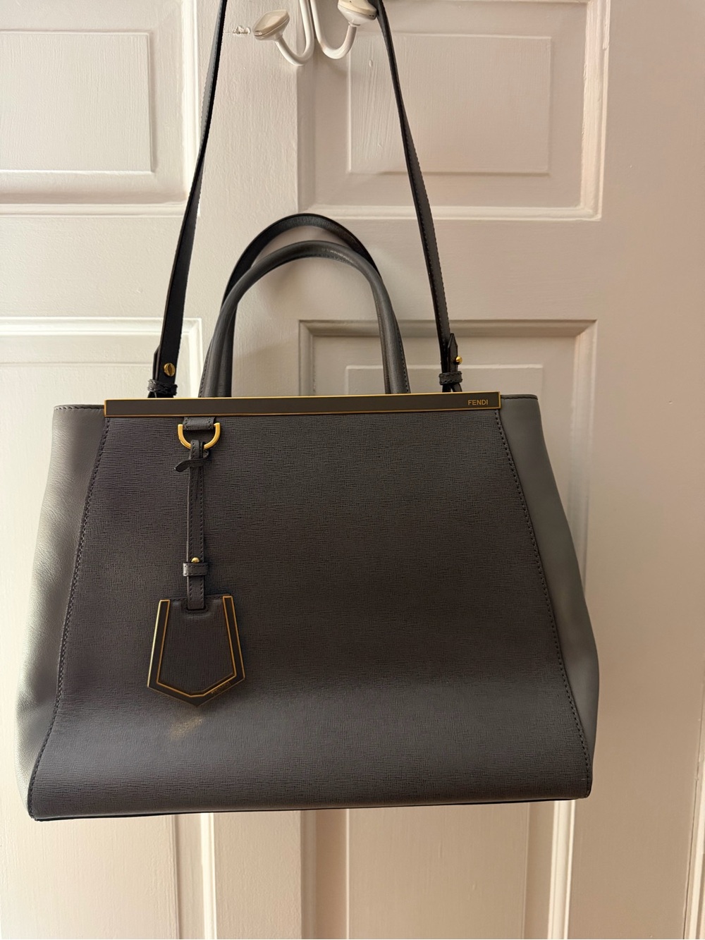 Fendi 3Jours Grey Leather Tote with Gold Hardware